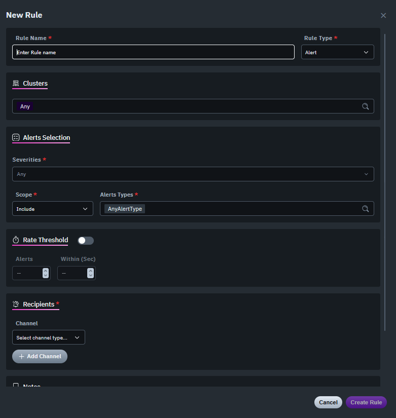 Alert Configuration Screen