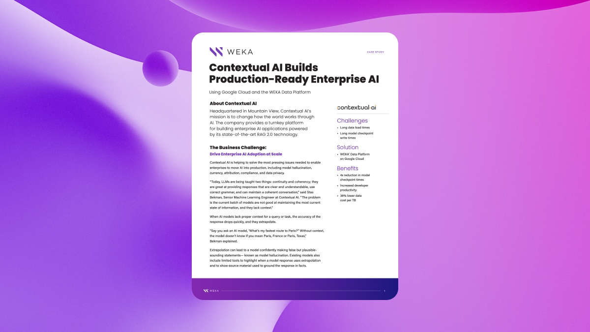 Contextual AI Builds Production-Ready Enterprise AI Using Google Cloud and the WEKA Data Platform